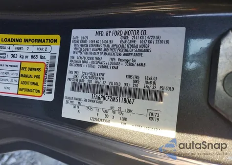 2021 Ford Mustang Gt z USA, uszkodzony, nr VIN 1FA6P8CF2M5118067